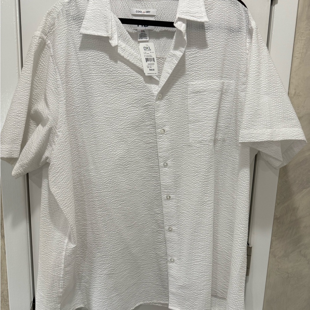 Men's HB Textured White Button Down Shirt from DXL